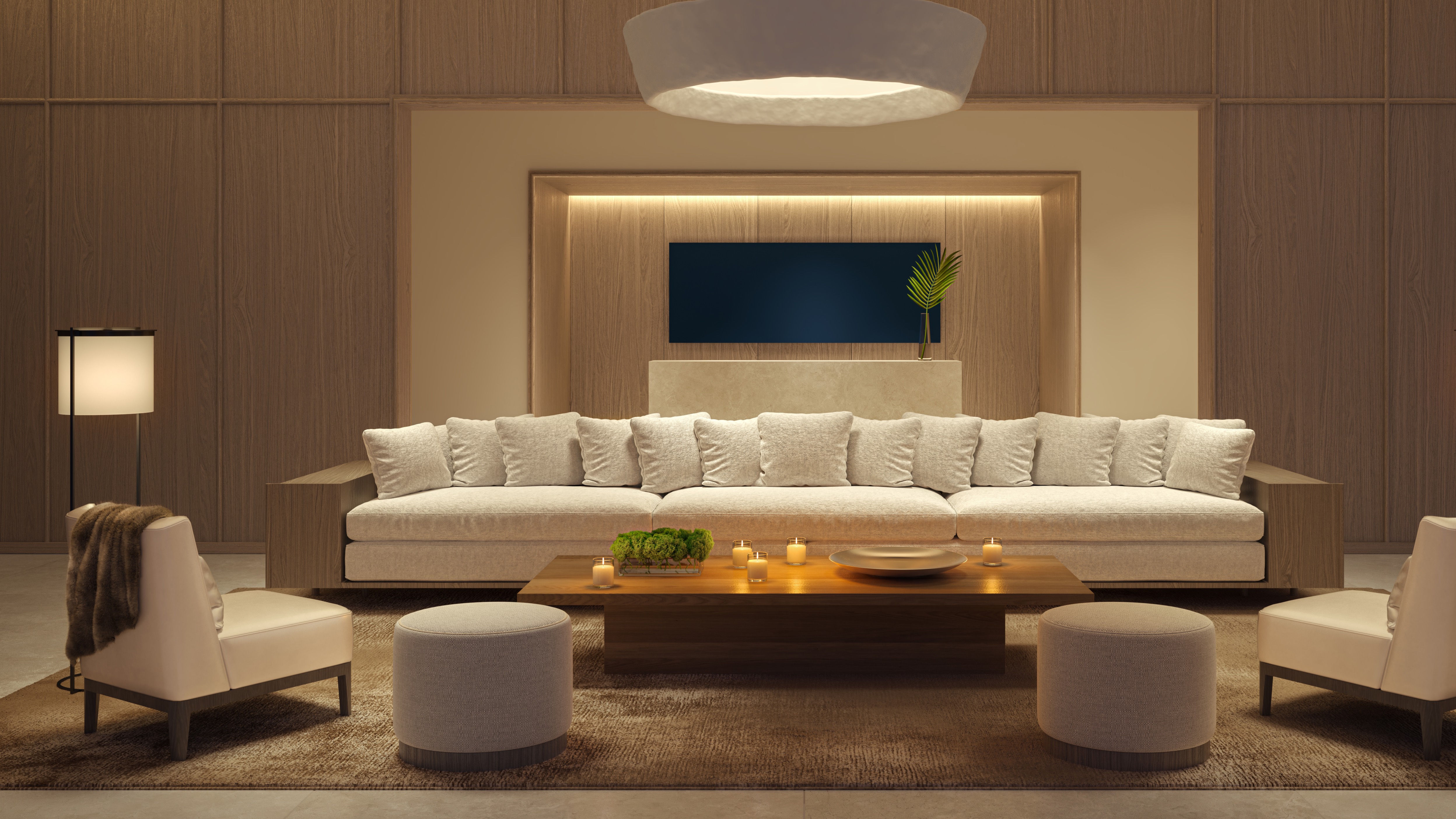 Edition Edgewater, Miami refined living room interior design, open plan in luxury and ultra luxury condos; preconstruction tower in Edgewater on Biscayne Bay. Featuring modern.